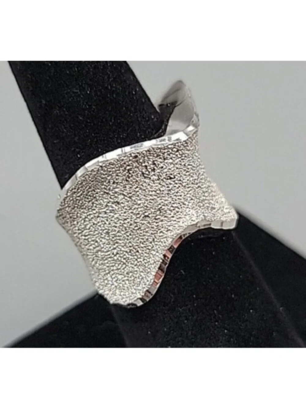 Vintage Sterling Silver Diamond Drizzle Cut Wave Ring Milor Italy Size 6.5 925 - Picture 3 of 16